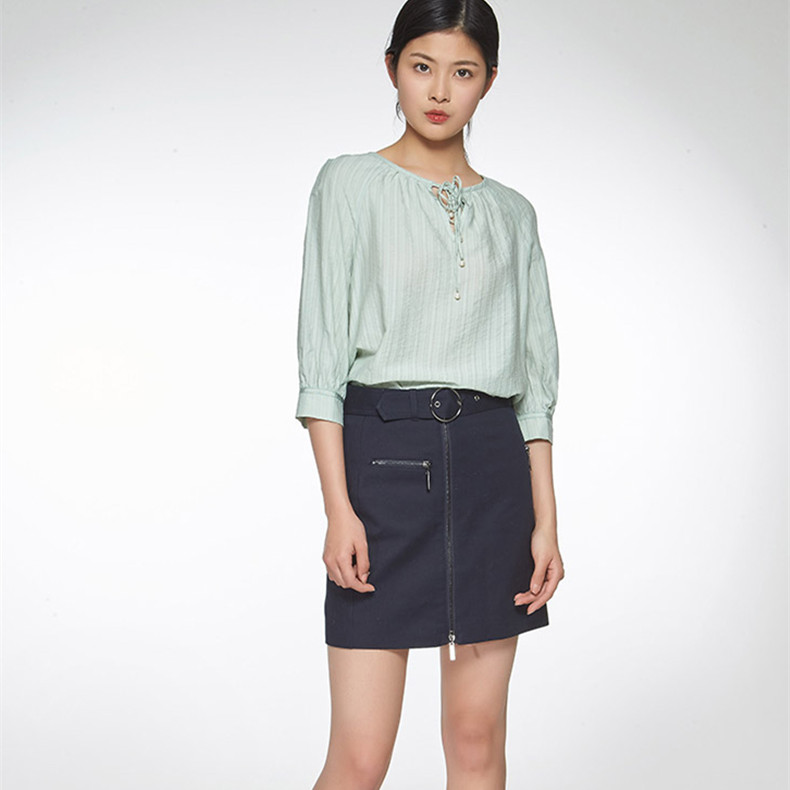 艾格伊品专柜正品百搭休闲通勤知性腰带短裙OL半身裙女 8E0119016