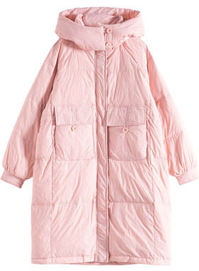 Mixblu麦斯兰专柜正品纯色可拆连帽加厚长款羽绒服女秋冬BXB20005