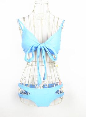 F21系列专柜正品性感绑带蝴蝶结可卸胸垫比基尼分体泳衣女 186308