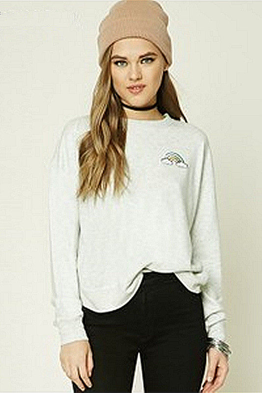 F21系列专柜正品休闲百搭套头纯色显高长袖薄款卫衣女春秋 226315