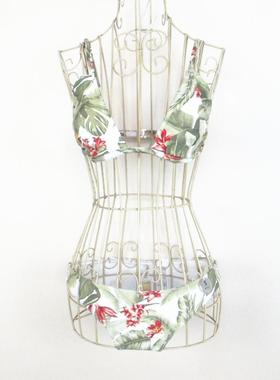 F21系列专柜正品C-4-6-3-1印花可卸胸垫比基尼女分体泳衣夏251251