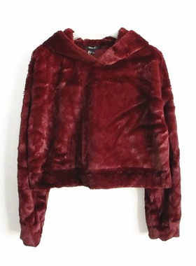 F21系列正品B-9-3-3-1仿皮草长毛厚秋冬外套卫衣210200