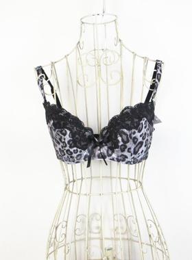 欧系列正品C-3-3-3-3豹纹薄棉杯聚拢双排扣胸罩女内衣文胸RA13173