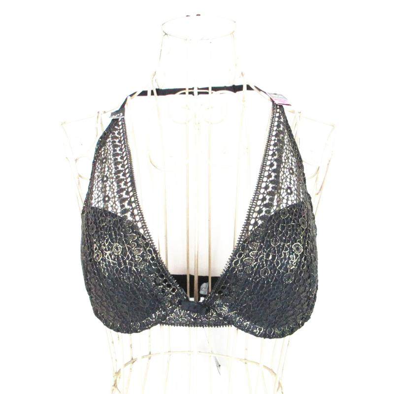 艾格伊品专柜正品金属色挂脖蕾丝露背文胸胸罩女内衣8a0767021