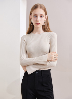 拉系列专柜正品百搭知性圆领长袖修身打底针织衫女春秋冬1T001921