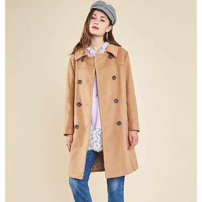 减龄中长款大衣46%羊毛呢外套女