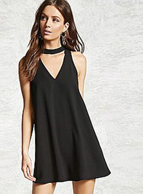 F21系列专柜正品A-14-4-2-2项链领无袖A字连衣裙夏108619