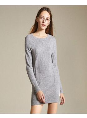 拉系列专柜正品知性圆领长袖修身中长款毛衣针织衫女秋冬10014328