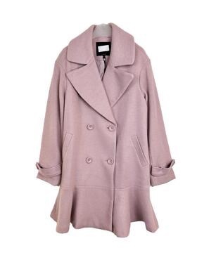 拉系列专柜正品淑女大翻领裙摆毛呢外套中长款大衣女春秋1T000408