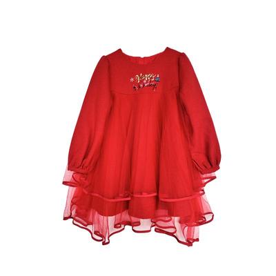 拉系列专柜童装可爱甜美拼接纱裙41%羊毛呢连衣裙春秋冬 8EG00568