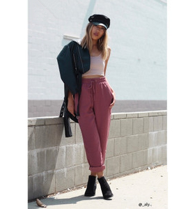 F21正品A-14-3-1-3松紧腰小脚哈伦裤女休闲裤 193371