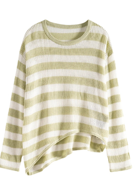 Mixblu麦斯兰专柜正品条纹宽松不对称毛衣针织衫女春秋冬WW201060