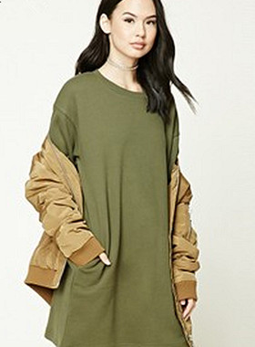 F21系列专柜正品B-12-3-3-3 圆领中长款卫衣连衣裙192802