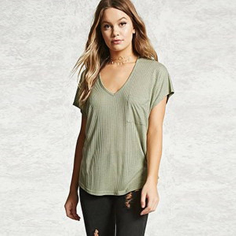 F21专柜正品A-15-2-3-2领短袖圆摆女夏显瘦T恤084603