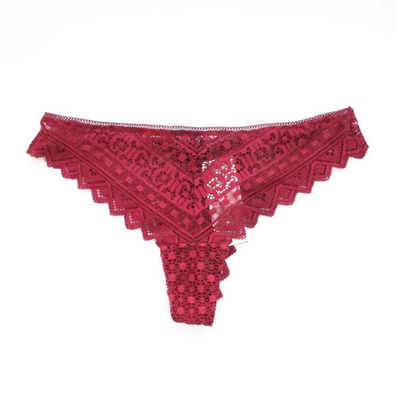 艾格伊品专柜正品性感几何印花蕾丝低腰丁字裤T裤内裤女170771091