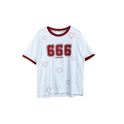 拉系列专柜正品休闲爱心666圆领短袖宽松T恤女夏200B1001