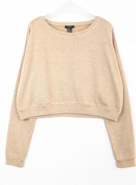 F21系列专柜正品休闲运动套头薄绒秋冬短款卫衣女春秋外套 184754