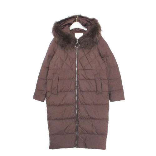 拉系列茧型可卸真毛长款羽绒服