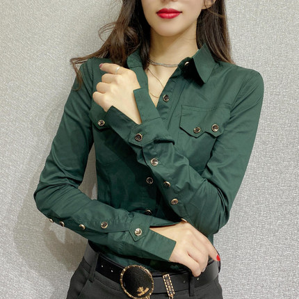 衬衫女设计感小众2025年新款百搭显瘦时尚修身长袖衬衣洋气上衣潮