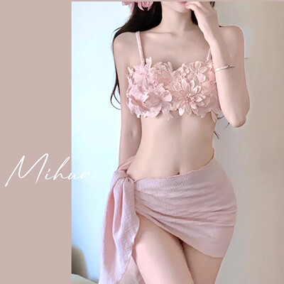 泡温泉比基尼高级感2026新款高档涤纶三件套度假泳衣女款许诺9217