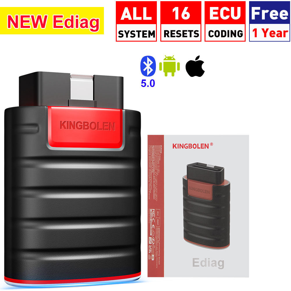 KINGBOLEN EDIAG OBD2 자동차 결함 감지기 1년 무료 소프트웨어 해외 구성 다국어