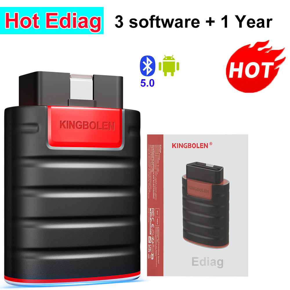 KINGBOLEN EDIAG OBD2 자동차 결함 감지기 1년 무료 소프트웨어 해외 구성 다국어