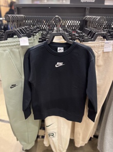 佳佳奥莱耐克大童孩子男女学生卫衣圆领套头加绒保暖打底衫 DD7473