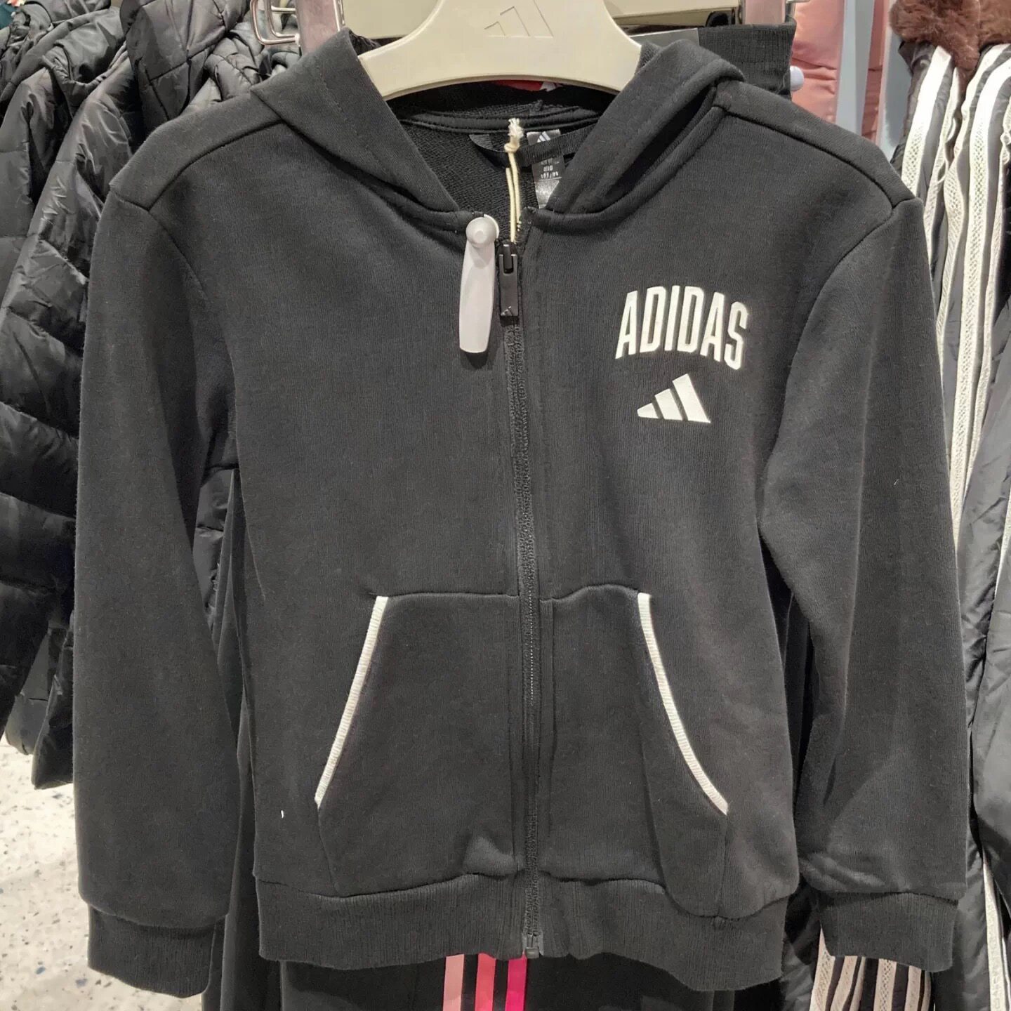 佳佳正品阿迪Adidas拉链连帽开衫卫衣毛圈薄款春秋帽衫外套JW2390