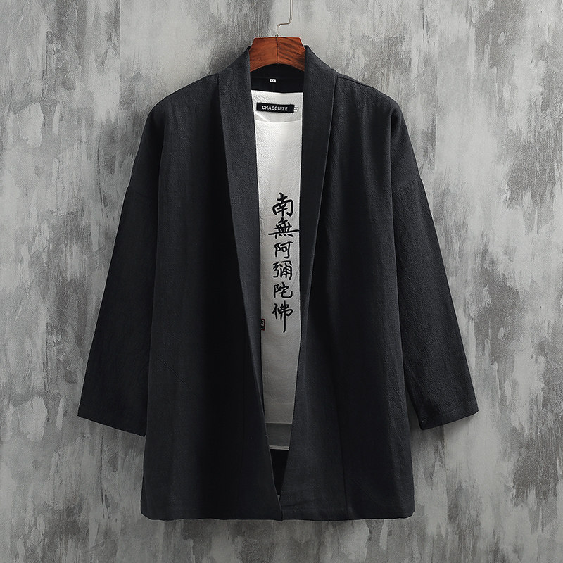 中国风秋季男士大码棉麻汉服开衫