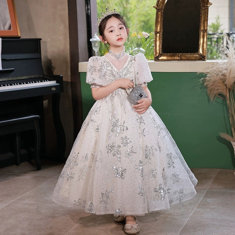女大童高端大码礼服公主裙婚纱裙生日蓬蓬纱生日主持人钢琴演出服