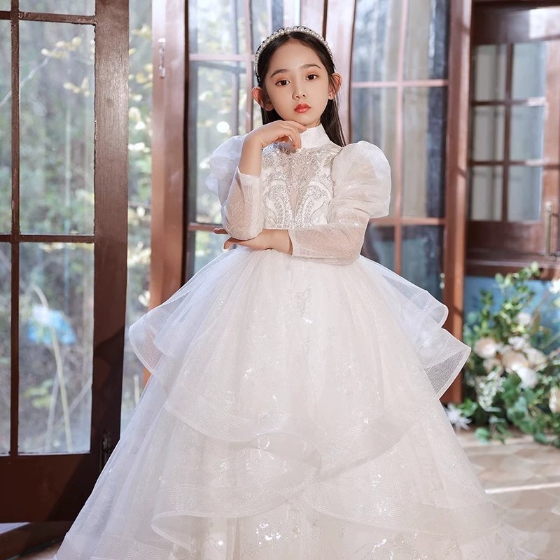 女大童重工大码礼服公主裙婚纱裙生日蓬蓬纱花童主持人钢琴演出服