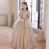 加肥加大码 重工晚礼服女大童公主裙花童生日主持人走秀钢琴演出服