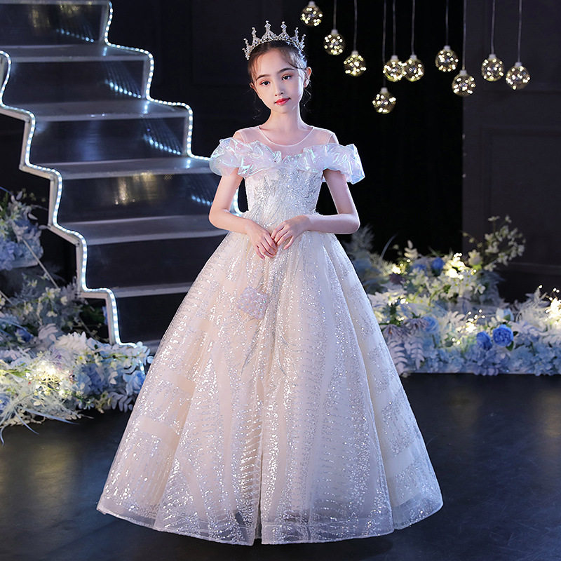 儿童晚礼服公主裙女童蓬蓬纱花童婚纱走秀主持人钢琴演出服连衣裙