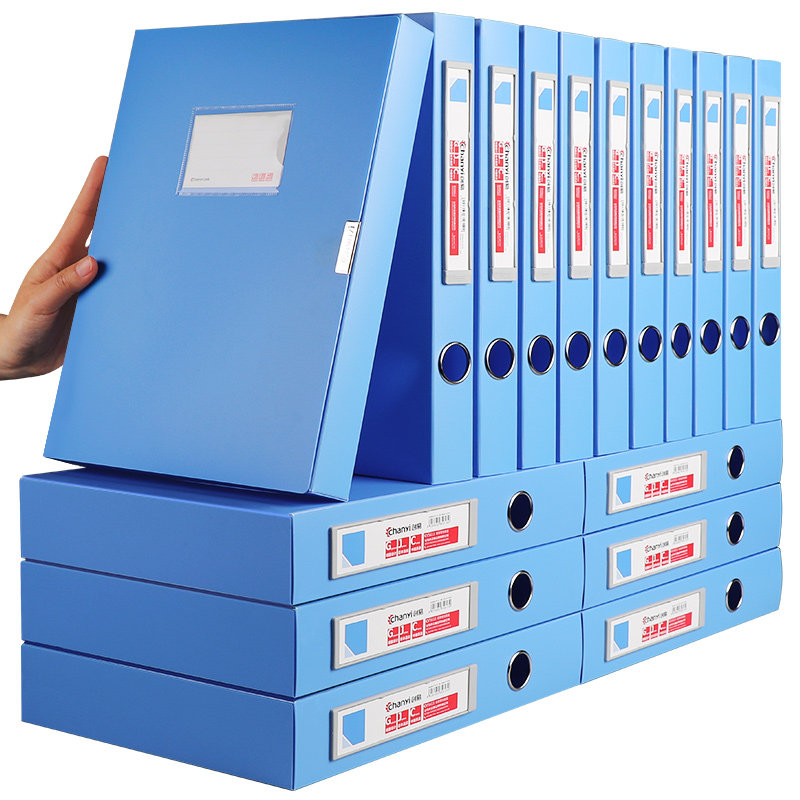 10 팩 A4 파일 상자 플라스틱 파일 상자 두꺼운 정보 바우처 상자 파일 폴더 저장 상자 대량 판매 조직 상자 파란색 파일 저장 상자 인사 파일 폴더 사무용품 도매