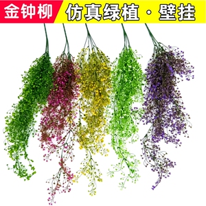 仿真金钟柳枝叶花艺吊兰花藤壁挂家居客厅酒吧装饰绿植物墙藤类
