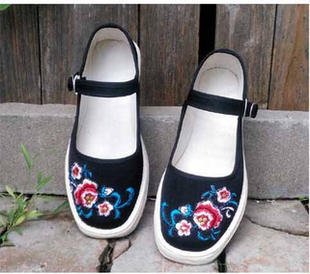 千层底布鞋布底鞋老北京女士手工绣花鞋女款老人花鞋软底妈妈鞋