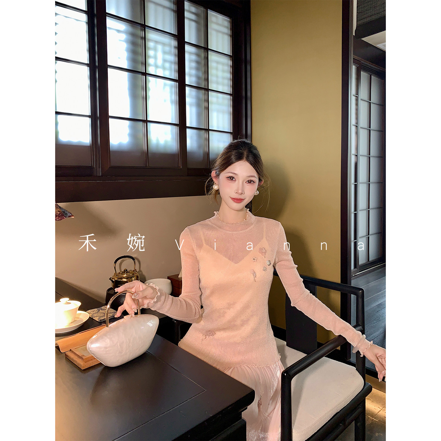 禾婉【琉璃】精致美拉德柔感针织打底衫高知小资上衣修身针织衫