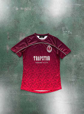Trapstar 新款足球T恤高品男士短袖绿色满印球衣英国潮牌街头嘻哈