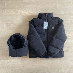 Trapstar 黑色经典男款羽绒棉服高品质可拆卸刺绣夹克 Drill Drip