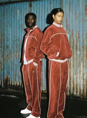 Corteiz 红丝绒拉链外套套装男女款嘻哈说唱街头通用运动外套长裤