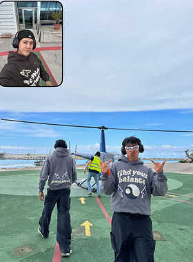 Broken Planet男女装Miss系列春学院风复古印花口袋连帽卫衣品牌