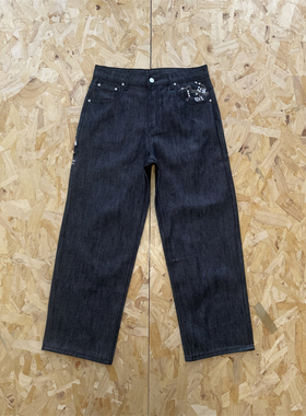 Derschutze 刺绣牛仔裤男女 blossom selvedge 直筒长裤休闲百搭