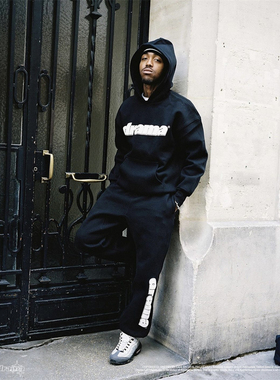 DRAMA 宽松时尚字母刺绣卫衣休闲裤套装连帽帅气男女同款潮流加绒