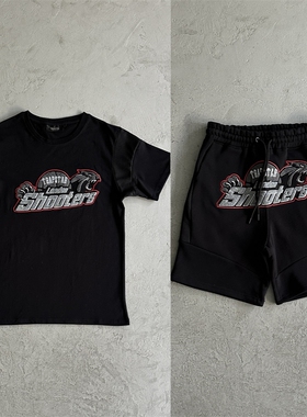 Trapstar 男女同款五分裤 毛巾刺绣运动短袖圆领套装T恤时尚宽松