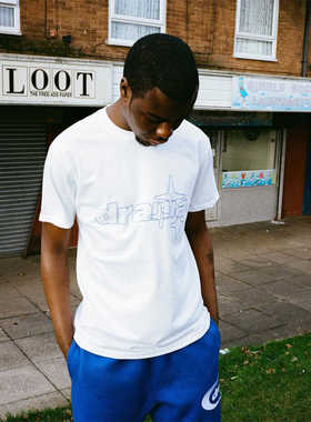 DRAMA 夏季印花T恤衫潮牌设计感oversize纯棉圆领大码重磅短袖