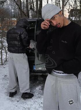 Broken Planet 新款时尚针织圆领套头长袖毛衣刺绣字母印花潮男女