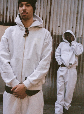 JUDA 男女款 world wide tribe logo zip set 双拉链加绒外套长裤