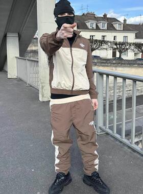 SYNA新款时尚刺绣梭织套装嘻哈街头美式潮牌透气运动长袖上衣长裤