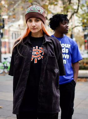 Rel@xed夏季时尚小众卡通个性太阳卷T恤街头滑板上衣美式男女短袖