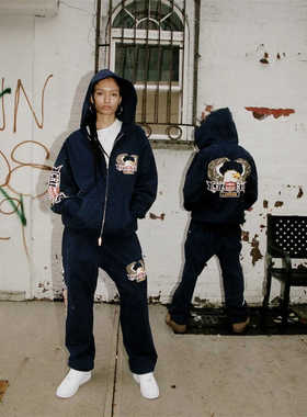 Corteiz 长袖美式高街宽松高品质春秋季时尚纯棉男女卫衣长裤套装